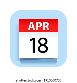April 18. Calendar Icon. Vector Illustration.