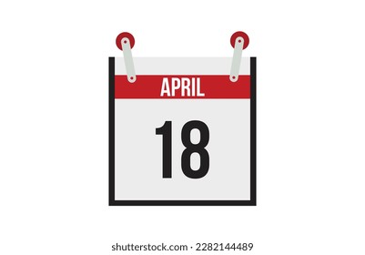 April 18. Calendar on white background.