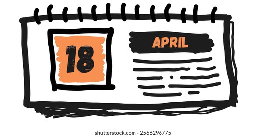 April 18th: Calendar Day, Date, Month, Spring, Reminder, Scheduling, Planning, Organization, Appointment, Day of the Year