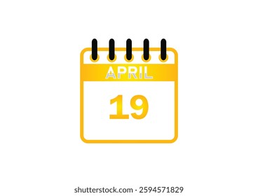 April 19 Calendar Icon – Event Reminder, Date Planner, Schedule