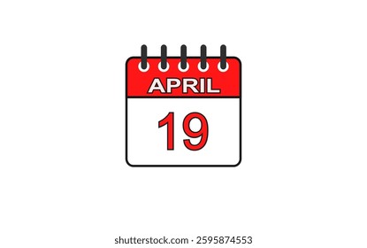 April 19 Calendar Icon – Important Date, Event Reminder, Planner