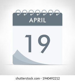 April 19 - Calendar Icon - Vector Illustration. Gray calendar.