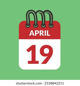 Abril 19 Ilustración vectorial de iconos de calendario.