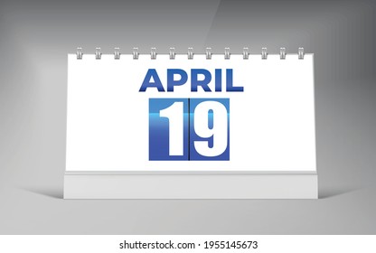 April 19, Desk Calendar Design Template. Single Date Calendar Design.