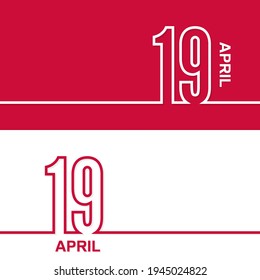 April 19. Set of vector template banners for calendar, event date.