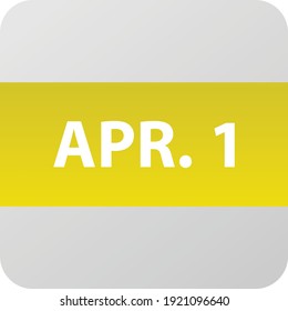 April 1st date icon, single day vector illustration modern flat style. Calendar element for web design, schedule, planner, organizer. 