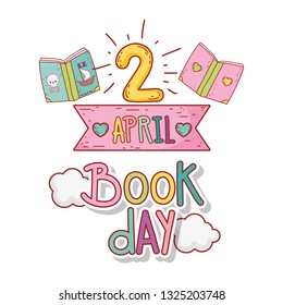 april 2 book day message with ribbon