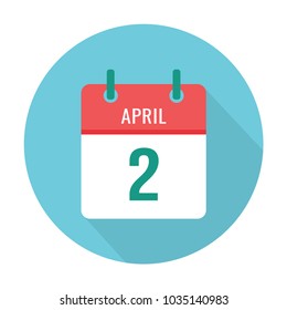 April 2 calendar flat icon