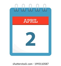 2 de abril - Icono de calendario - Plantilla de calendario - Ilustración de vector de negocio. 