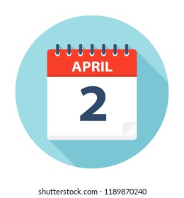 April 2 - Calendar Icon - Vector Illustration