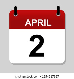April 2 , calendar icon vector illustration