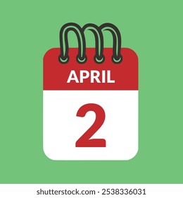 April 2 Calendar icon vector illustration.