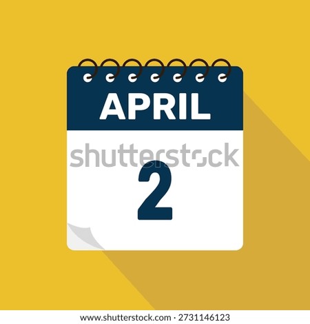 april 2 calendar icon vector illustration with design