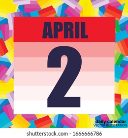 April 2 icon. For planning important day. Banner for holidays and special days. Second of april. Vector Illustration.