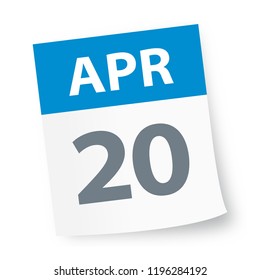 April 20 - Calendar Icon - Vector Illustration