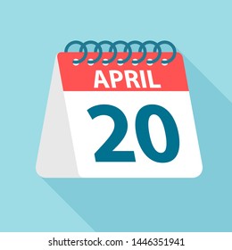 April 20 - Calendar Icon - Vector Illustration