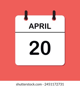 April 20. Daily Calendar icon for design. Simple design for business brochure, flyer, print media, advertisement. Easily editable.