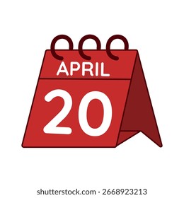 20 de abril vetor do calendário da mesa no fundo branco
Ícone simples de calendário vermelho vetorial