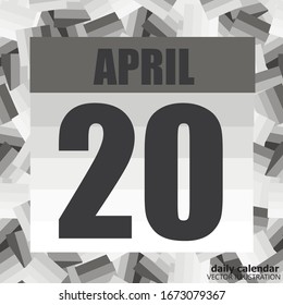 April 20 icon. For planning important day. Banner for holidays and special days.  Twentieth of april. Vector Illustration.