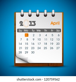 April 2013 calender. EPS 10.