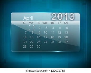 April 2013 calender. EPS 10.