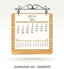 abril de 2014 - calendario - ilustración vectorial