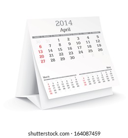 abril 2014 - calendário - ilustração vetorial