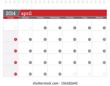 april 2014 planning calendar