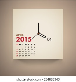 April 2015 Calendar Clock Design Vector 