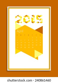 April 2015 calendar page design for New Year celebration.