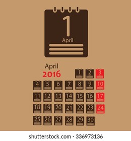 April 2016 Calendar