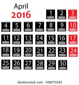 April 2016 Calendar