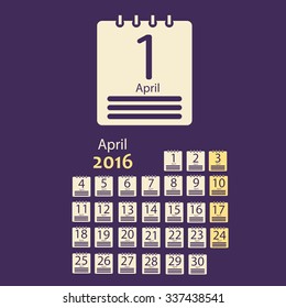 April 2016 Calendar