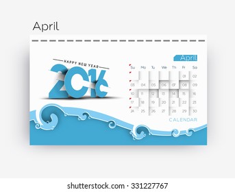 April  2016 calendar design.