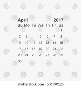 April 2017 Calendar Icon Vector flat design style