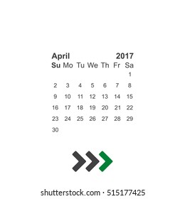 April 2017 Calendar Icon Vector flat design style