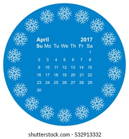 April 2017 Calendar Icon Vector flat design style