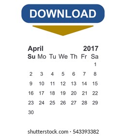 April 2017 Calendar Icon Vector flat design style