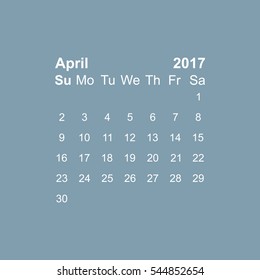 April 2017 Calendar Icon Vector flat design style