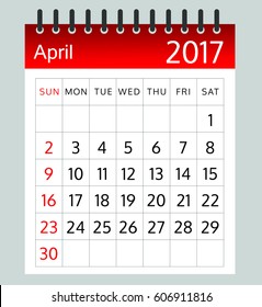 April 2017 - Calendar- illustration - Vector