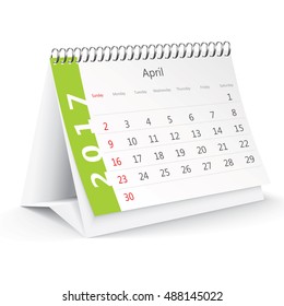 April 2017 desk calendar - vector illustration