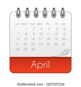 April 2019 Calendar Leaf Template Vector Illustration EPS10