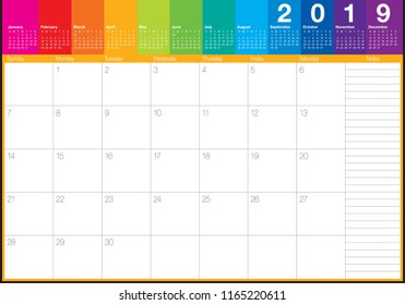 April 2019 desk calendar vector illustration, simple and clean design.