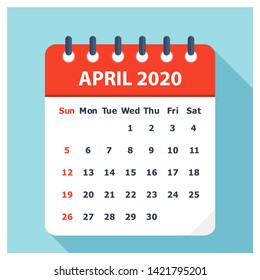April 2020 - Calendar Icon - Calendar design template - Business vector illustration. 