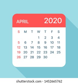 April 2020 Calendar Leaf - Illustration. Vector graphic page