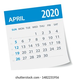 April 2020 Calendar Leaf - Illustration. Vector graphic page