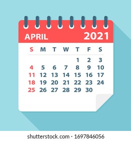 April 2021 Calendar Leaf - Illustration. Vector graphic page