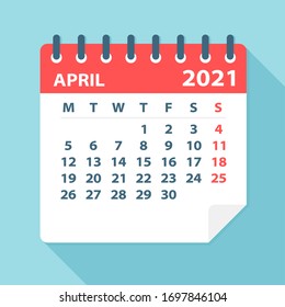 April 2021 Calendar Leaf - Illustration. Vector graphic page