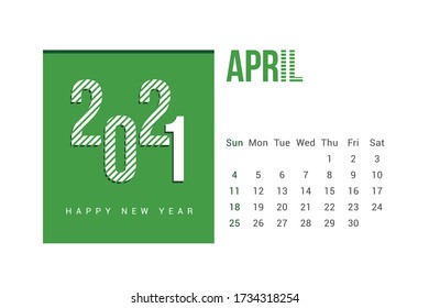 April 2021 Calendar Template Design with white Background. Week starts on Sunday. Calendar 2021 template Design Vector.