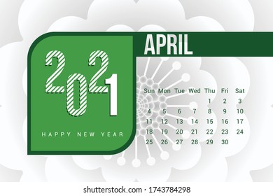 April 2021 Calendar Template Design with white Background. Week starts on Sunday. Calendar 2021 template Design Vector.